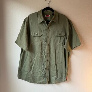 Wrangler Olive Green Short Sleeve Button Down Shirt L